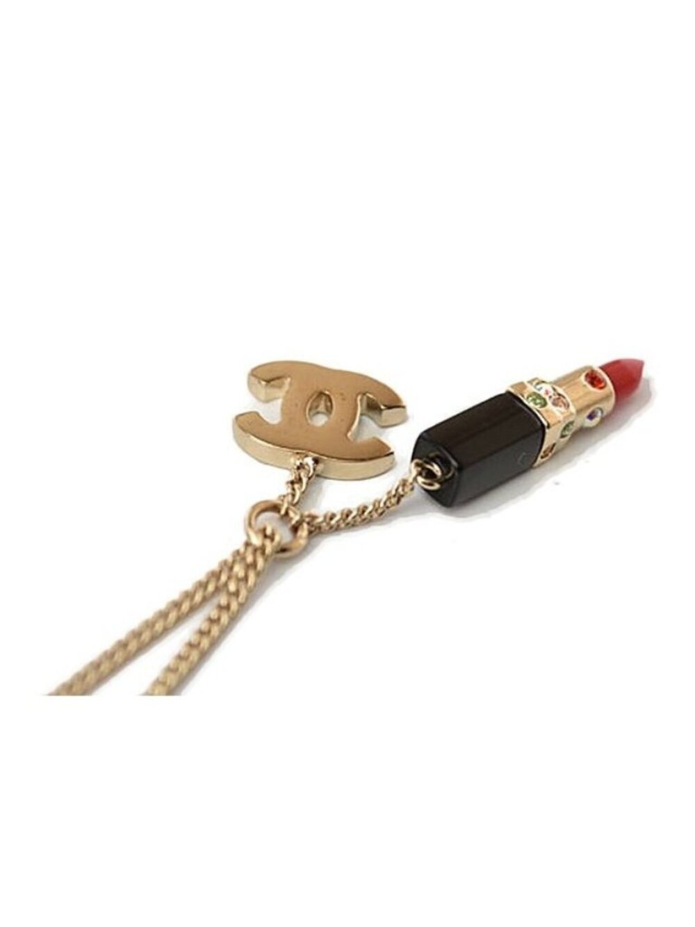 Chanel Bangle Bracelet Lipstick Rhinestone Red Multi
